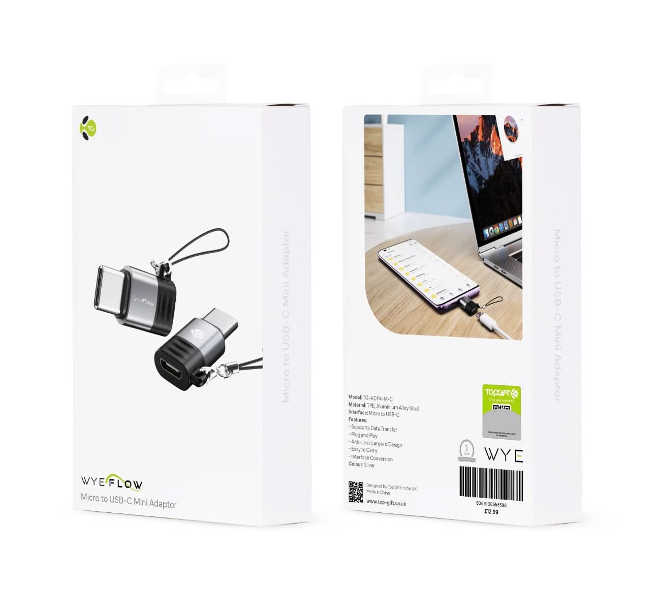 WYEFLOW Micro to USB-C Mini Adaptor