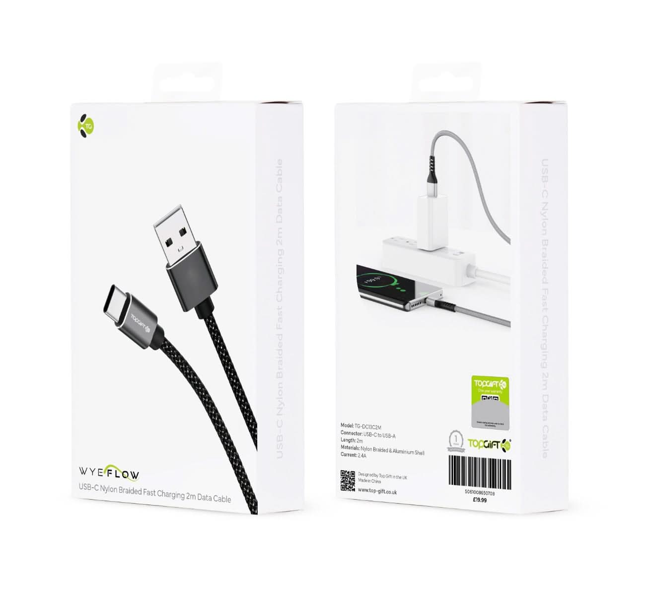 WYEFLOW 8-PIN Nylon Braided Fast Charging 2m Data Cable