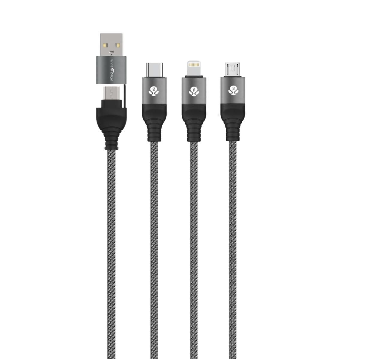 WYEFLOW 6-IN1 Aluminum Alloy Braided 60W Super Fast Charging Cable 1.2m