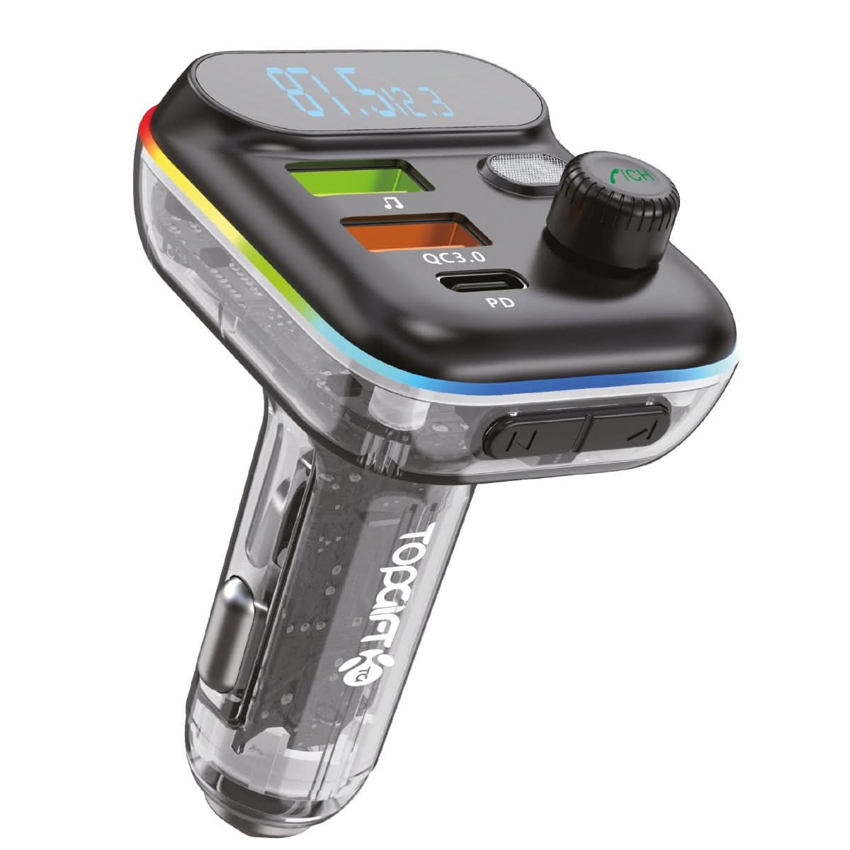 WYEFLOW In-Car See Through FM/Bluetooth MP3 & Fast Charger