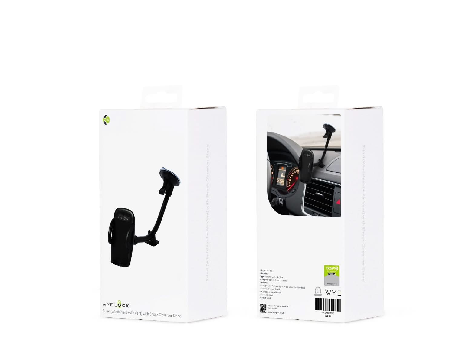 WYELOCK 2-In-1 Windshield + Air Vent With Shock Observer Stand
