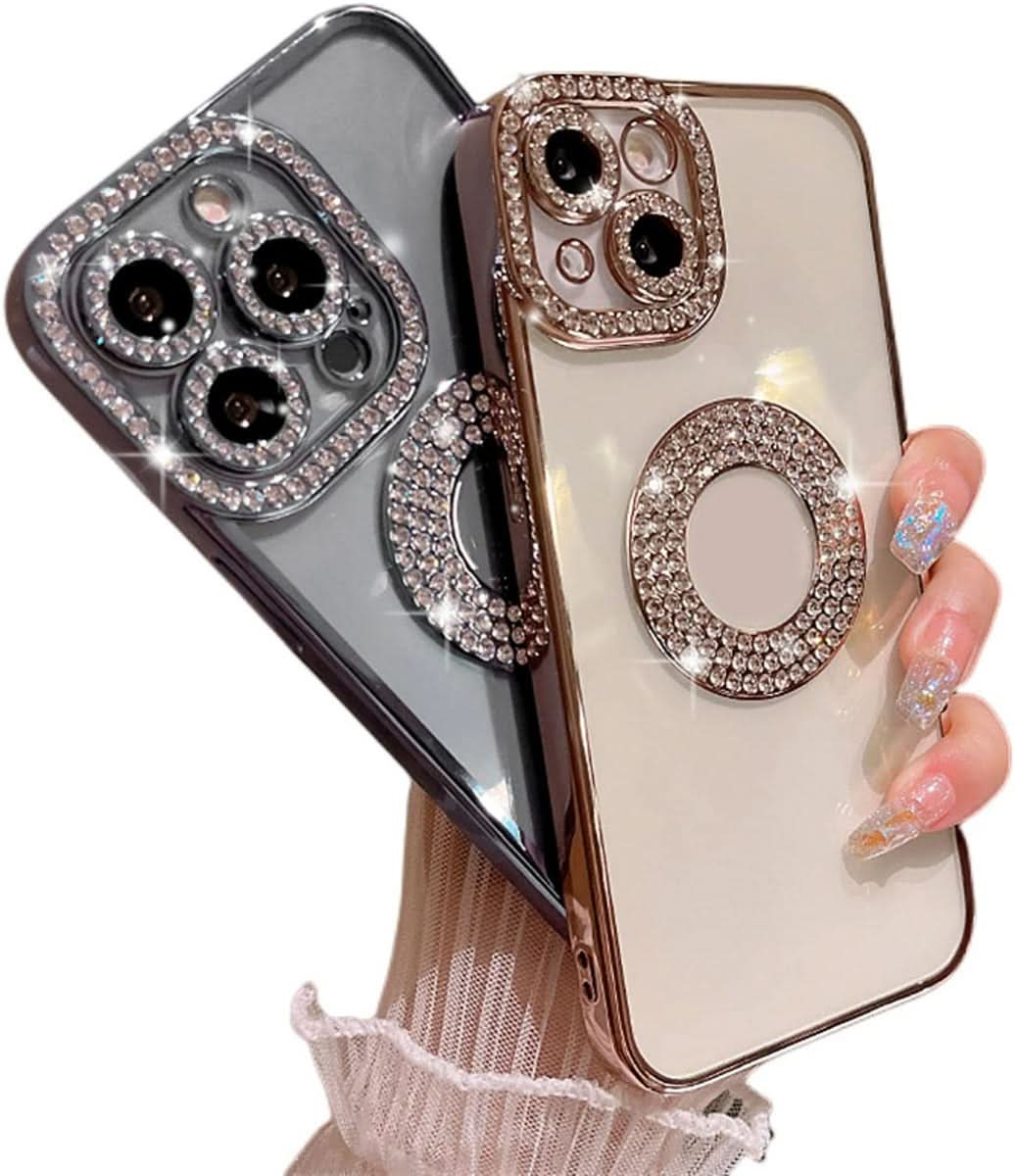 iPhone 15 Max CD Case With Glittery Diamond Strip