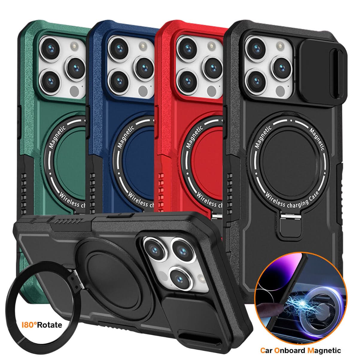 iPhone 15 Pro Sliding CamShield Magsafe With Back Stand