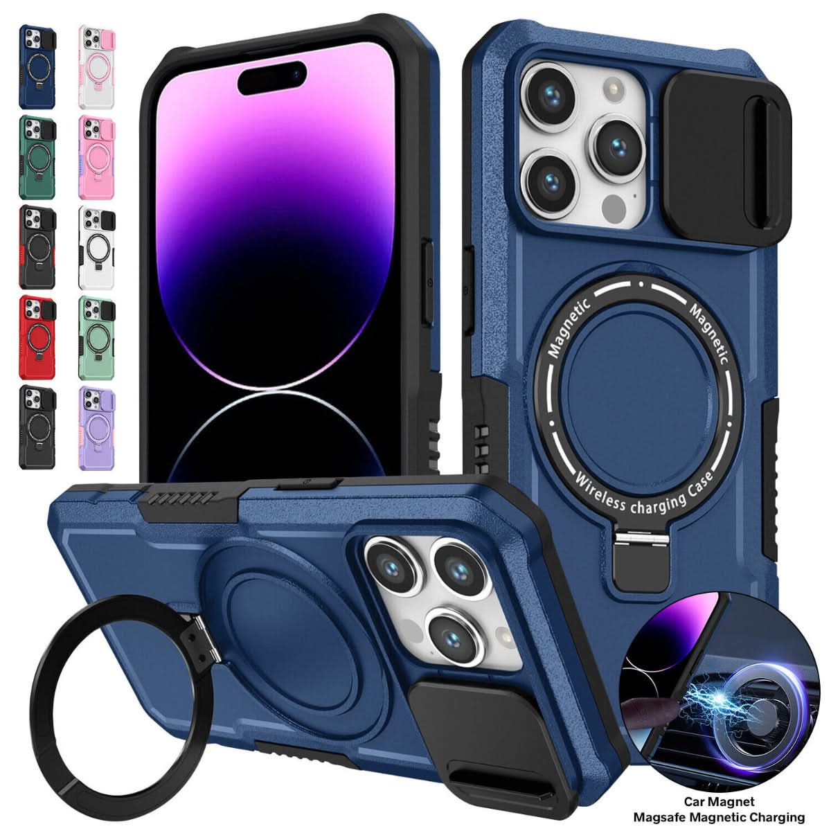 iPhone 15 Pro Max Sliding CamShield Magsafe With Back Stand