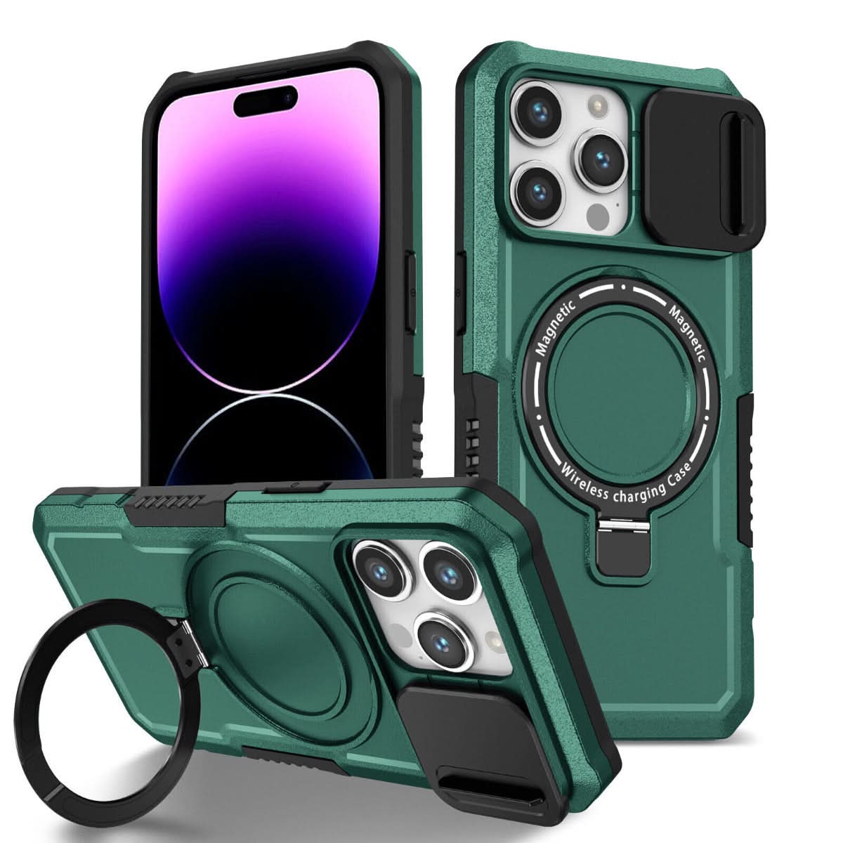 iPhone 15 Pro Sliding CamShield Magsafe With Back Stand