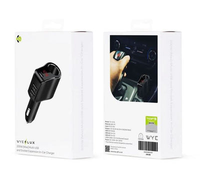 WYEFLUX 200W (Max) Multi USB and Socket Expansion In-Car Charger