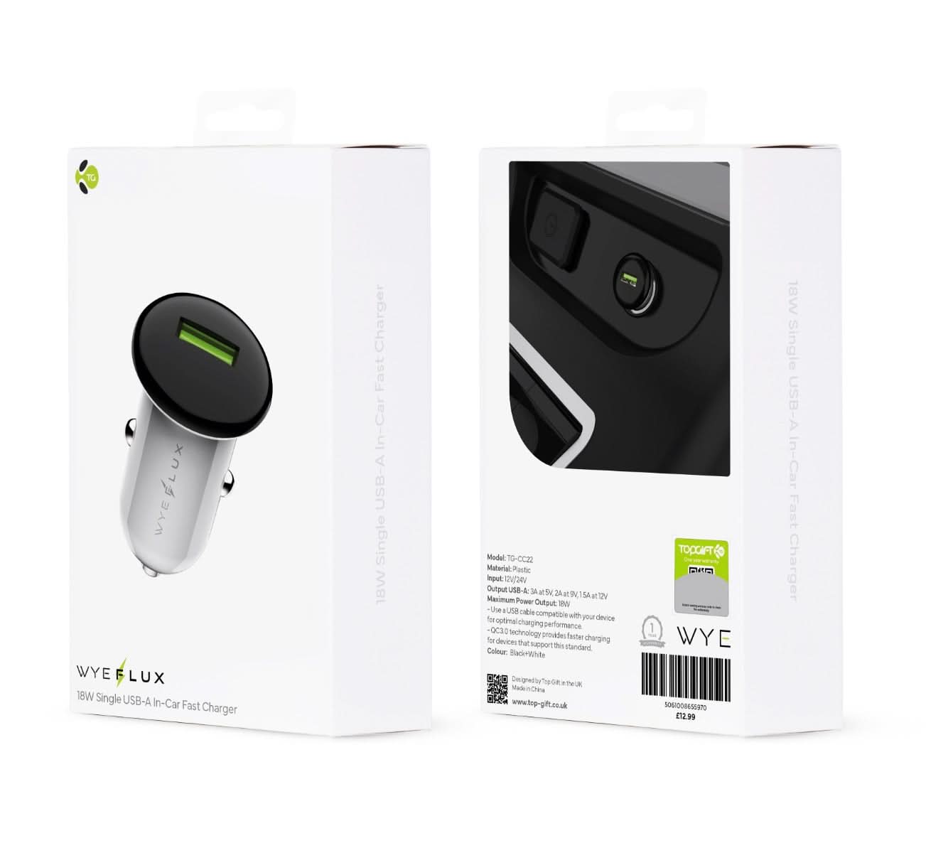 WYFLUX 18W QC3.0 In-Car Charger