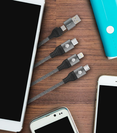 WYEFLOW 6-IN1 Aluminum Alloy Braided 60W Super Fast Charging Cable 1.2m