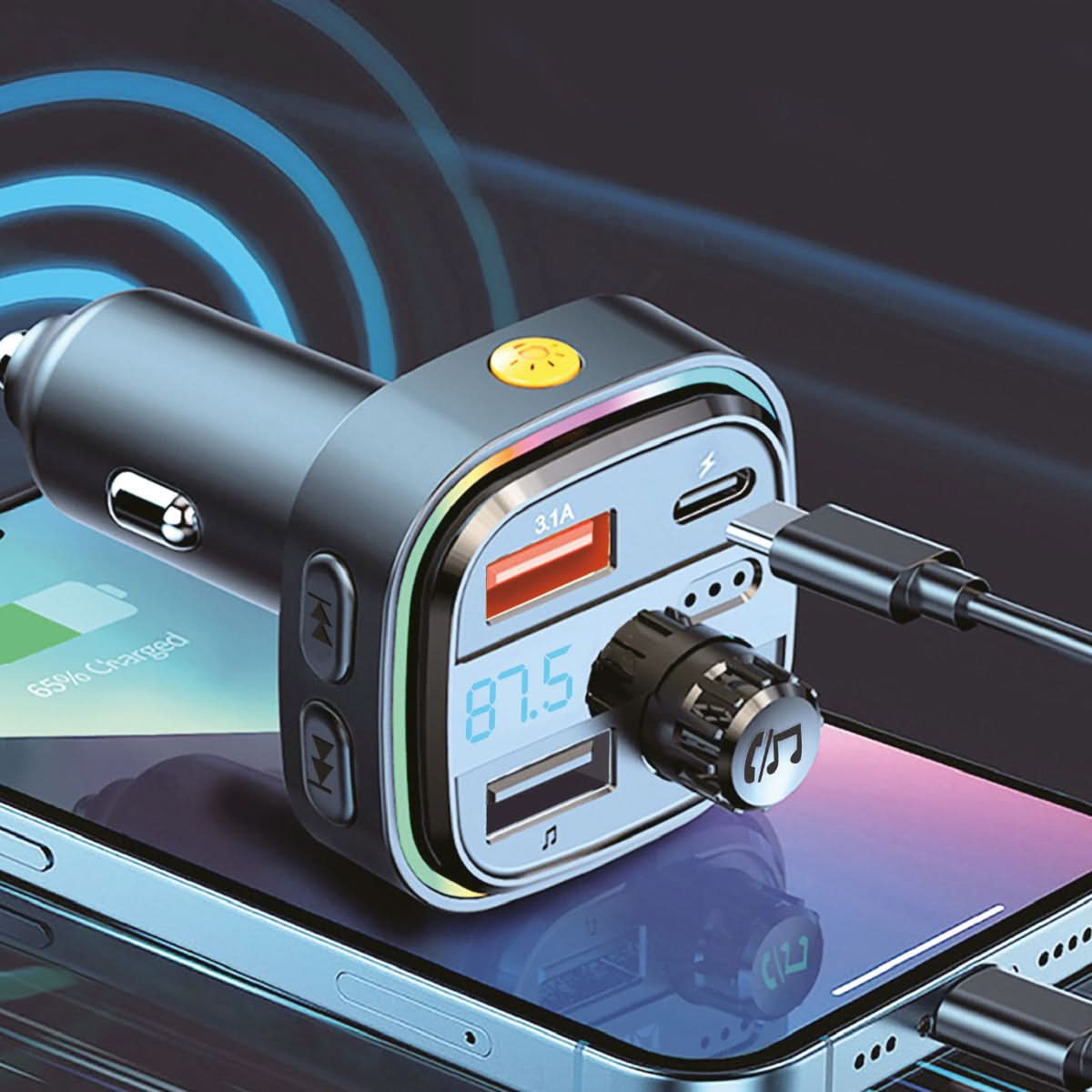 WYEFLUX In-Car All-in-One MP3 & Fast Charging Kit