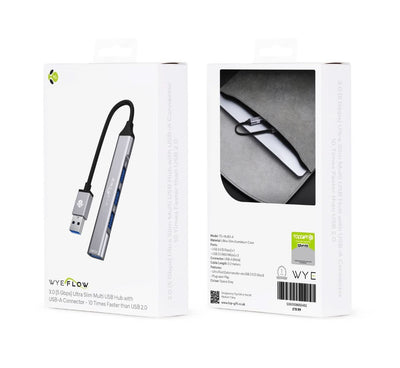 WYEFLOW 3.0 (5 Gbps) Ultra Slim Multi USB Hub with USB-A Connector 10 Times Faster than USB 2.0