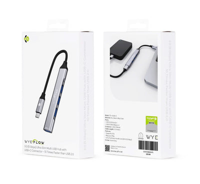 WYEFLOW 3.0 (5 Gbps) Ultra Slim Multi USB Hub with USB-C Connector 10 Times Faster than USB 2.0