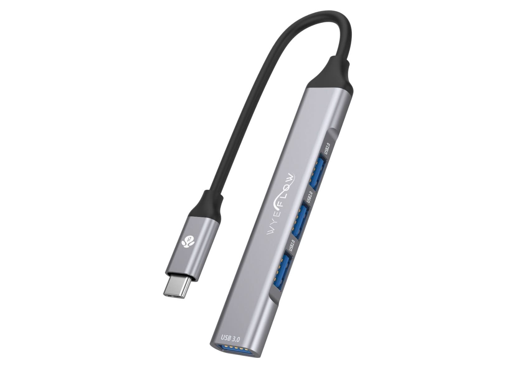 WYEFLOW 3.0 (5 Gbps) Ultra Slim Multi USB Hub with USB-C Connector 10 Times Faster than USB 2.0
