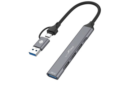 WYEFLOW 3 x Multi USB-C & 1 x USB 3.0 (5 Gbps) Ultra Fast Hub with 2-In-1 Connectors (A+C) 10 Times Faster than USB 2.0