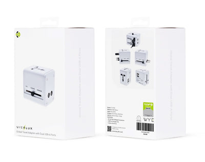 WYEFLUX Global Travel Adapater With Dual USB-A Ports